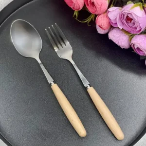 سرویس قاشق و چنگال مدل دسته چوبی
